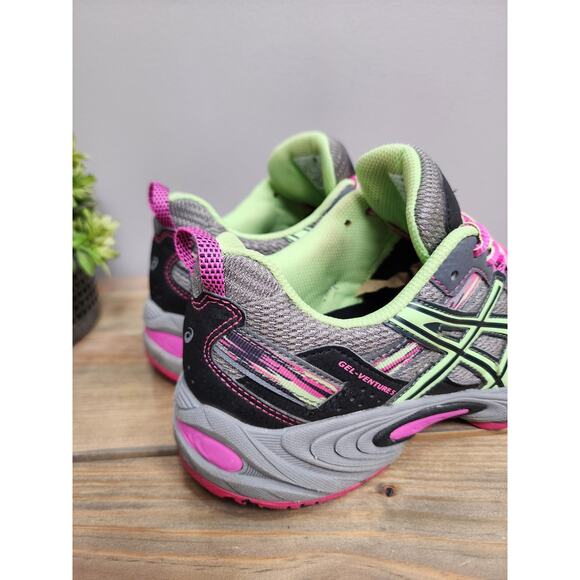 Asics Gel Venture 5 Athletic Running Shoes Gray/Lime/Pink Women's 7.5 - Picture 2 of 8